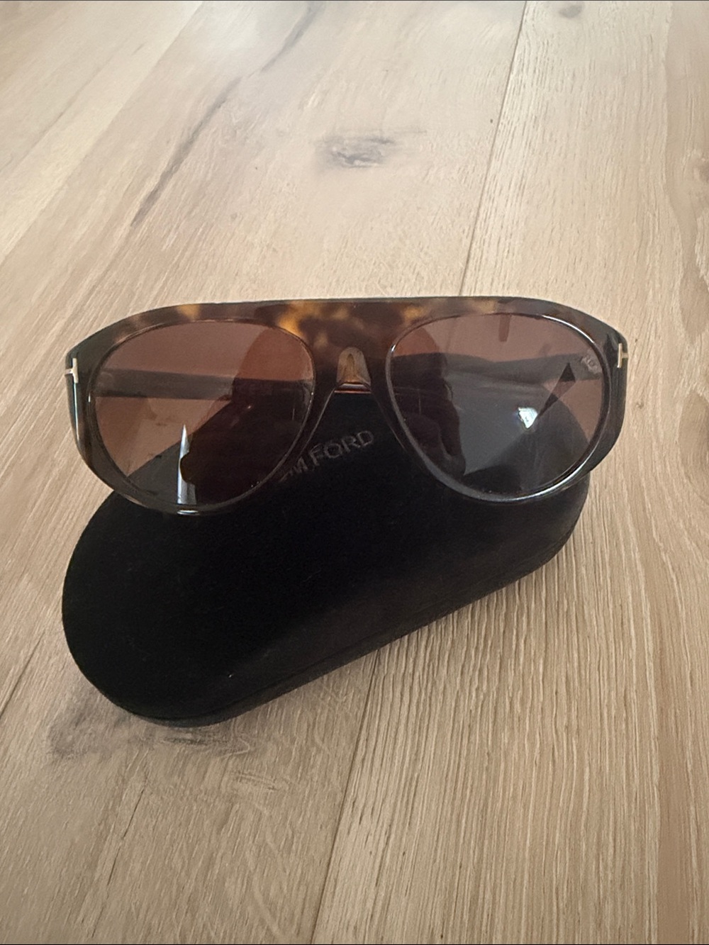 Tom Ford Tortoise and Brown Aviator Sunglasses